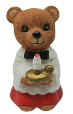 Vintage Homco Bear Figurine with Candle Holder Christmas Holiday Porcelain 5100 picture