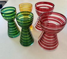 Ribbed Colored Vases Handblown Vase Or Floating Tea Lights Unique Hard To Find picture