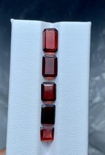 8.70 Natural Rhodolite Garnet Cut Stones – Emerald Cut – Africa Origin – 5 Piece picture