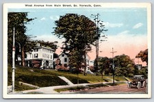 South Norwalk Connecticut West Avenue Main Street Automobile Postcard picture