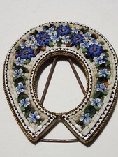 BEAUTIFUL VINTAGE/ ANTIQUE MICRO MOSAIC HORSESHOE MINIATURE PHOTO PICTURE HOLDER picture