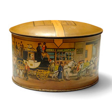 Vintage Dobbs Fifth Avenue Hats New York Tin Hat Box Coach Scene picture