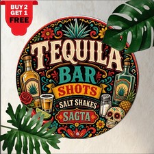 Premium Mexican Tequila Blue Agave Party Festival Decor Round Metal Sign picture
