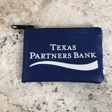 VINTAGE TEXAS PARTNERS BANK SMALL ZIPPER BANK DEPOSIT COIN BAG picture