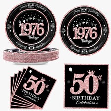60 PCS Vintage 50th Birthday Plates and Napkins Set, 50th Birthday Decorations R picture