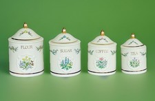 Lenox Spice Garden Canister Set 4 Flour Sugar Tea Coffee Porcelain 1993 VTG VGUC picture