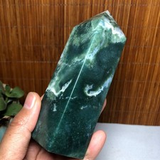 125mm Natural moss agate wand Obelisk Crystal rough/polish specimens 364g A1420 picture