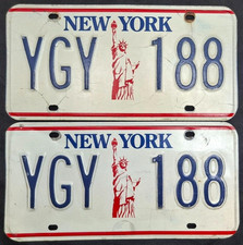 1986-2000 New York Liberty license plate pair~ DMV Clear for YOM in NY ~ YGY-188 picture