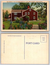 Poet Whittier Birthplace Haverhill MA Gardens Linen Postcard 1948 picture