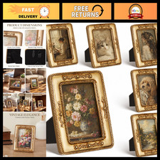 6 Vintage Small Picture Frames 2.5x3.5 Wallet Size, Rectangular Photo Holders picture