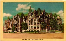 City Hall Building Street View St Louis Missouri c1930 Linen Vintage Postcard picture