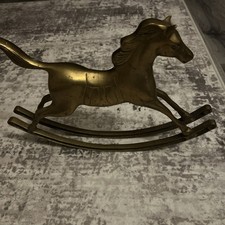Vintage Large 15” Long x 10” High Brass Rocking Horse Figurine As Is picture