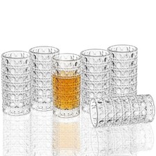 1.18OZ Textured Glass Shot Glasses, Clear Crystal Pattern Design, Barware Dri... picture