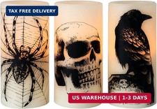 Eldnacele Skull Halloween Flameless Candles Battery Operated with 6H Timer picture