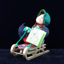 Vintage Annalee Mobilitee Doll Boy on Sled Red Green Brown 1987 #7258 picture