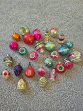 27 Vtg Blown Glass Christmas Ornaments Shiny Brite German Czech Pink Santa Lot picture