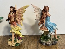 Fairy Figurines Set of 2  4” Tall Detailed Hand Painted Resin picture