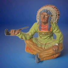 Vintage Elastolin Native American Indian Chief Sitting Composition Germany picture