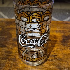 Coca-Cola Jack in the Box Fast Food Advertising Glass Cup Brown White Black picture
