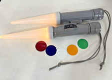 US Milatary Fulton MX993/U Signal Wand Cone Gray Flashlight w 5 Lenses Lot of 2 picture