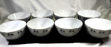 MCM LiLing China Rice Bowls Set of 8 Hand Painted Floral Blue White Vintage picture