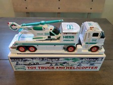 new Hess Toy Truck and Helicopter 2006 Original Gas & Oil Theme White Green Red picture
