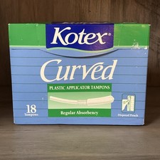 Vintage 1994 Kotex Curved Tampons Regular Absorbency 18 Count Box Sealed picture