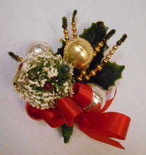 VTG 1950s Handmade Christmas Bottle Brush Mercury Glass Beads/Ornaments Corsage picture