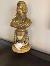 19th C. Post Family Sotheby's Auction Voltaire Gilt Bronze Small Bust On Marble picture