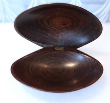 Vintage Cocobolo Rosewood Trinket Box Clamshell Wood Hinged VERY RARE picture