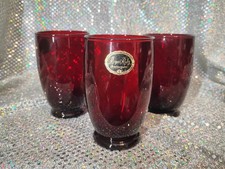 Set of 3 Anchor Hocking Royal Ruby Red 8 oz Glasses Tumblers Vintage picture