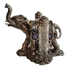 Lenox Elephant Crystal Salt Pepper Shakers Silver Majesty 2008 Retired Trunk Up picture