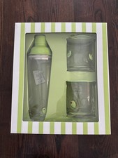 Olive Glass Martini Shaker 22 oz  & 2 Olive Glasses 15.9 oz picture