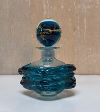 Vintage Signed Mdina Blue Summer Art Glass Perfume Bottle Stopper Sea Sand 1970s picture