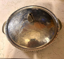 Vtg Rodney Kent Hammered Aluminum Covered Casserole Dish Tulip Lid Finial 8