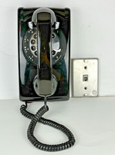 Working Vintage Western Electric Bell System Black Rotary Wall Phone &Wall Plate picture