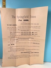 1886 The Springfield Union subscription renewal and new Form. picture