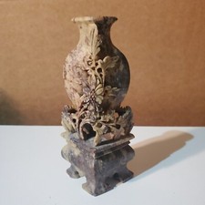 Antique Chiness Soapstone Bud Vase Floral picture