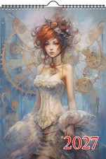 2027 Wall Calendar ~ Gorgeous Women with Cool Steampunk Style Hats Vintage picture