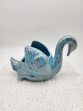 Vintage Swan Planter by Pioneer Company Ceramic Blue and Gold Chintz picture