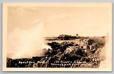 Spouting Rock. St. Anne's Church. Kennebunkport, Maine Real Photo Postcard RPPC. picture