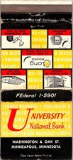 University National Bank Oak St Minneapolis MN Vintage Matchbook Cover 5M28-3 picture