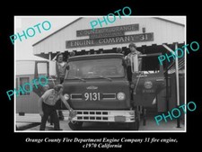OLD LARGE HISTORIC PHOTO OF ORANGE COUNTY FIRE DEPARTMENT c1970 CALIFORNIA picture