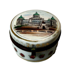 CAPITOL - DES MOINES IOWA IA Antique Souvenir China TRINKET BOX picture