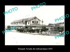 OLD POSTCARD SIZE PHOTO OF TONOPAH NEVADA THE RAILROAD DEPOT STATION c1912 picture