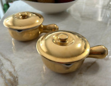 Hall China Superior Quality Golden Glo Individual Handled Bean/Soup Pots w/Lids picture