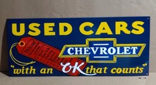 Chevrolet Used cars Porcelain Enamel Sign 36 x 15 Inches 1 Sided picture