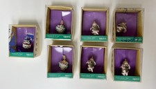 7 VTG Enesco Small Wonders Easter Bunny Thimblefull O Fun Mini Ornaments 1990 picture