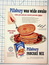 Vintage Pillsbury Pancake Mix Ad 1940s 50s Food Advertising Ephemera picture