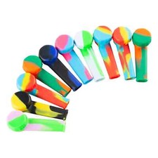 10pc 3.4'' Mini Silicone Smoking Hand Pipe with Metal Bowl & Cap Lid Pocket Pipe picture